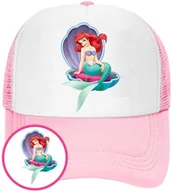 Czapki i chusty sportowe męskie - Czapka z Daszkiem Syrenka Ariel Różowa z Nadrukiem Lato Siatka Bejsbolówka - miniaturka - grafika 1