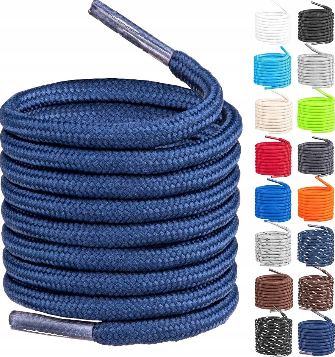 SZNURÓWKI 120CM 2 SZTUKI GRANATOWE OKRĄGŁE WYTRZYMAŁE POLIESTER TRWAŁE Ø4MM