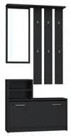 Szafki łazienkowe - Garderoba Szafka Na Buty Lustro Wieszaki Zestaw Do Przedpokoju Czarny Mat - miniaturka - grafika 1