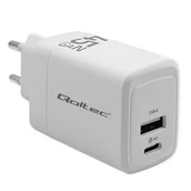 Ładowarki do telefonów - Ładowarka sieciowa 45W GaN | 5-20V | 1.5-3A | 1xUSB-C PD | 1xUSB QC 3.0 | Biała - miniaturka - grafika 1