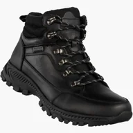 Botki męskie - Trzewiki Męskie Skórzane Buty Ocieplane Wygodne Zimowe Czarne American Club Czarny 44 - miniaturka - grafika 1