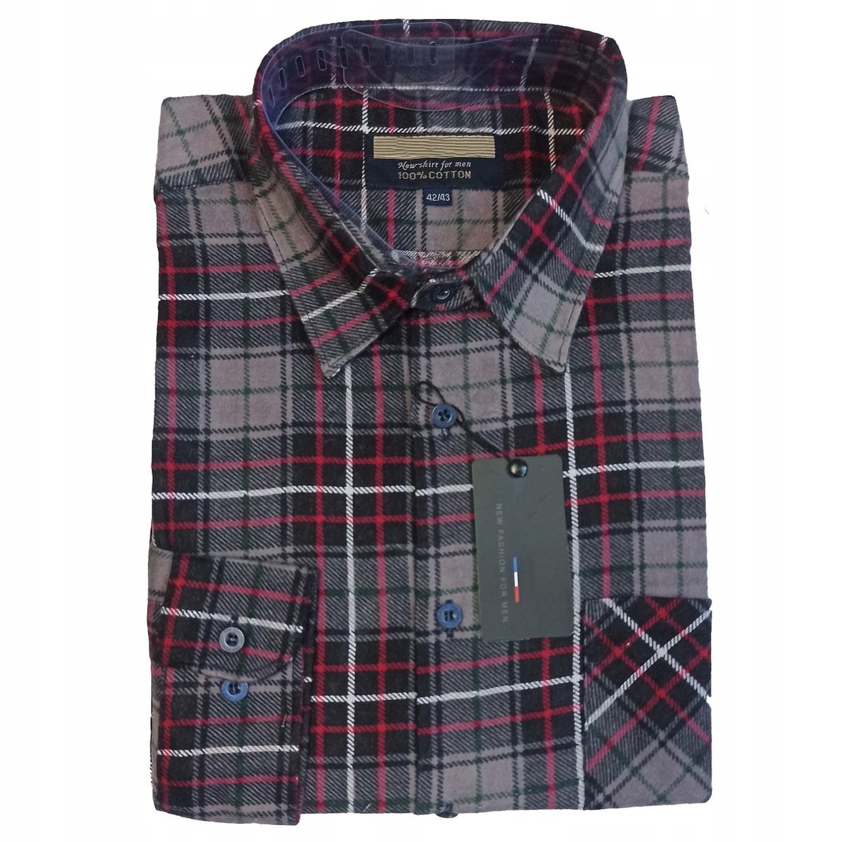 WYGODNA KOSZULA MĘSKA 42/43 FLANELOWA W KRATĘ NA CHŁODNE DNI
