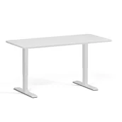 Stoły i stoliki do biura - Stół z regulacją wysokości, 1 silnik, 745 - 1235 mm, zaokrąglone narożniki, blat 1600 x 800 mm, podstawa szara, biały - miniaturka - grafika 1