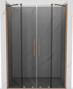 Mexen Velar Duo drzwi prysznicowe rozsuwane 150 cm, grafit, miedź szczotkowana - 871-150-000-42-65 - Ścianki i drzwi prysznicowe - miniaturka - grafika 1