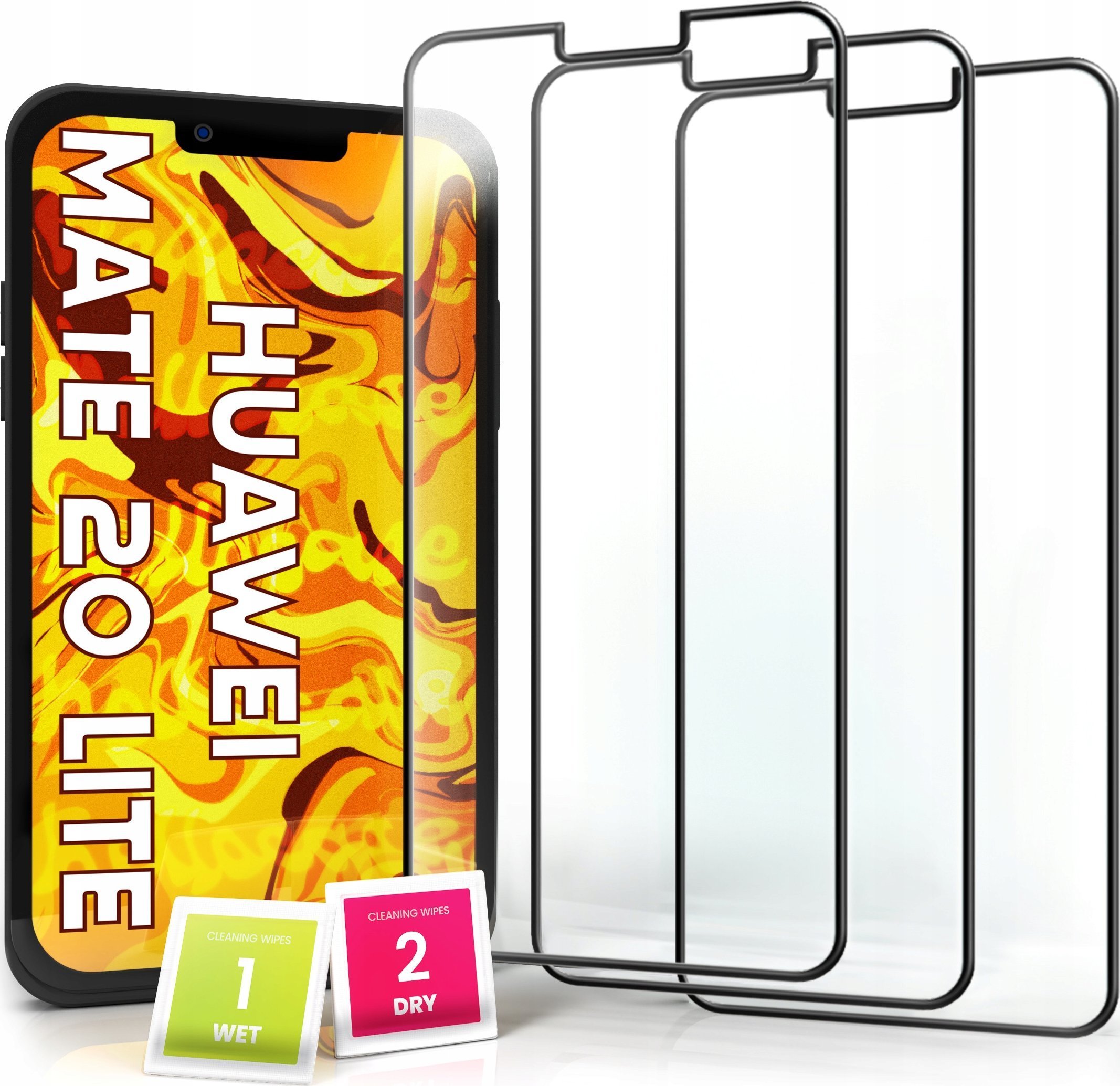 Hello Case 3-pak SZKŁO HARTOWANE DO Huawei Mate 20 LITE na cały ekran 9H ochronne 5D