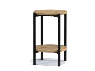 Stolik Kawowy SIGMA SM-04 Dąb Artisan Do Salonu Czarne Metalowe Nogi Okrągły Pomocniczy - Ławy i stoliki kawowe - miniaturka - grafika 1