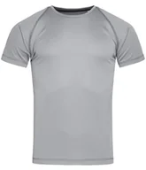 Koszulki męskie - Koszulka T-shirt, Szara, Sportowa, ACTIVE-DRY Poliester, Raglanowe Rękawy, Popielata - Stedman - miniaturka - grafika 1