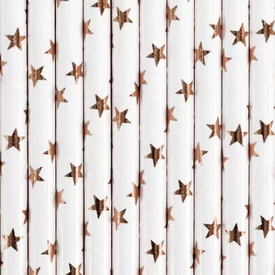 Słomki papierowe jasne różowe złoto 19.5cm 10szt - PartyDeco - Naczynia i sztućce jednorazowe - miniaturka - grafika 1