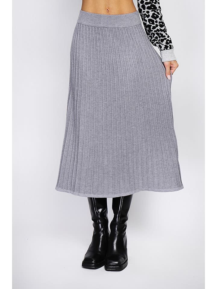 ASSUILI Kaszmirowa spódnica w kolorze szarym