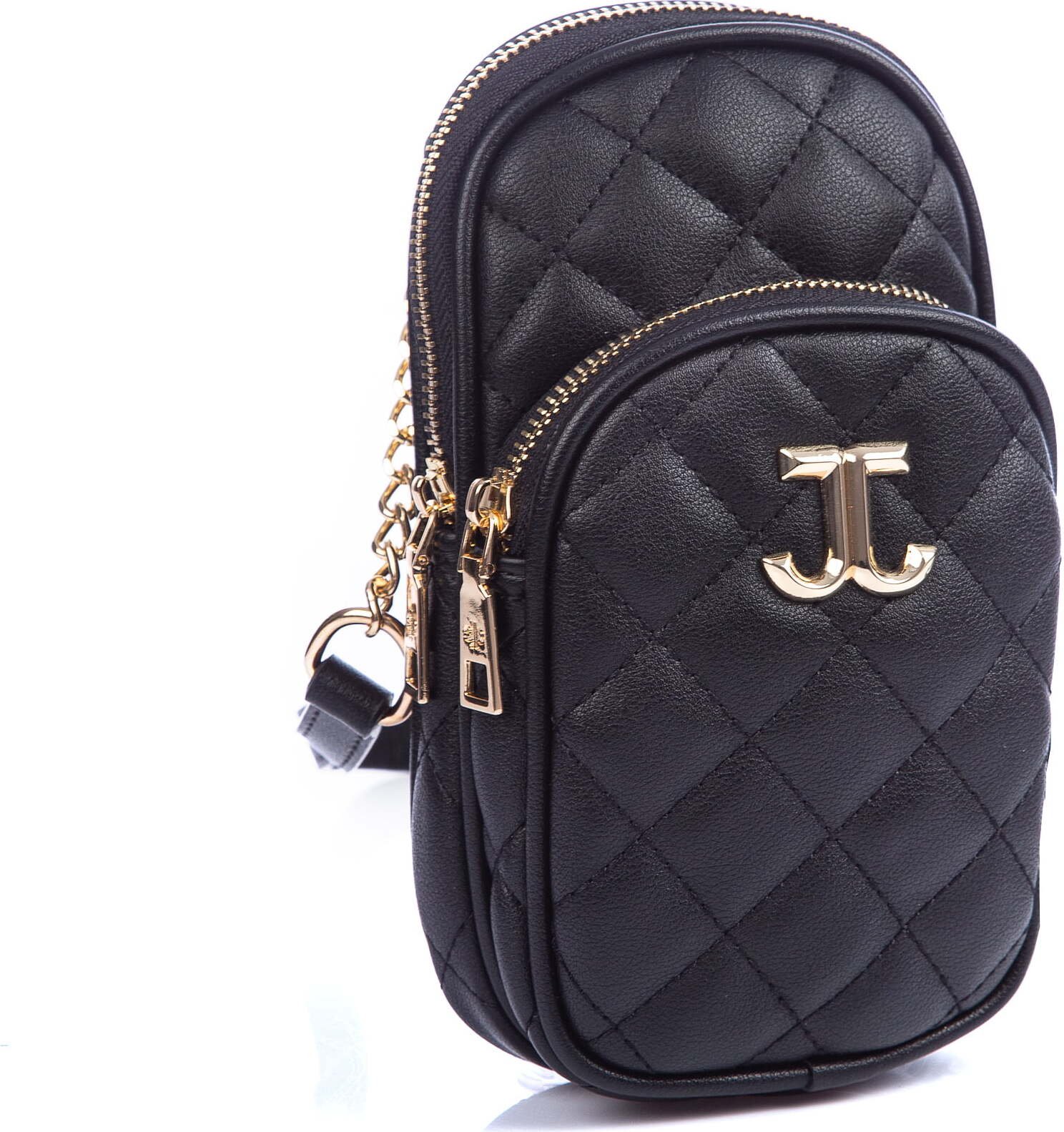 Jennifer Jones Mała pikowana torebka damska na ramię wizytowa wieczorowa paszportówka elegancka czarna