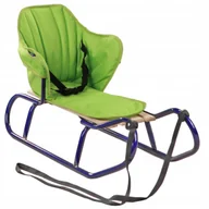 Sanki i ślizgacze - POLSKIE SANKI OPARCIE GRANATOWE MATERACYK ZIELONY DLA DZIECI MOCNE SOLIDNE - miniaturka - grafika 1