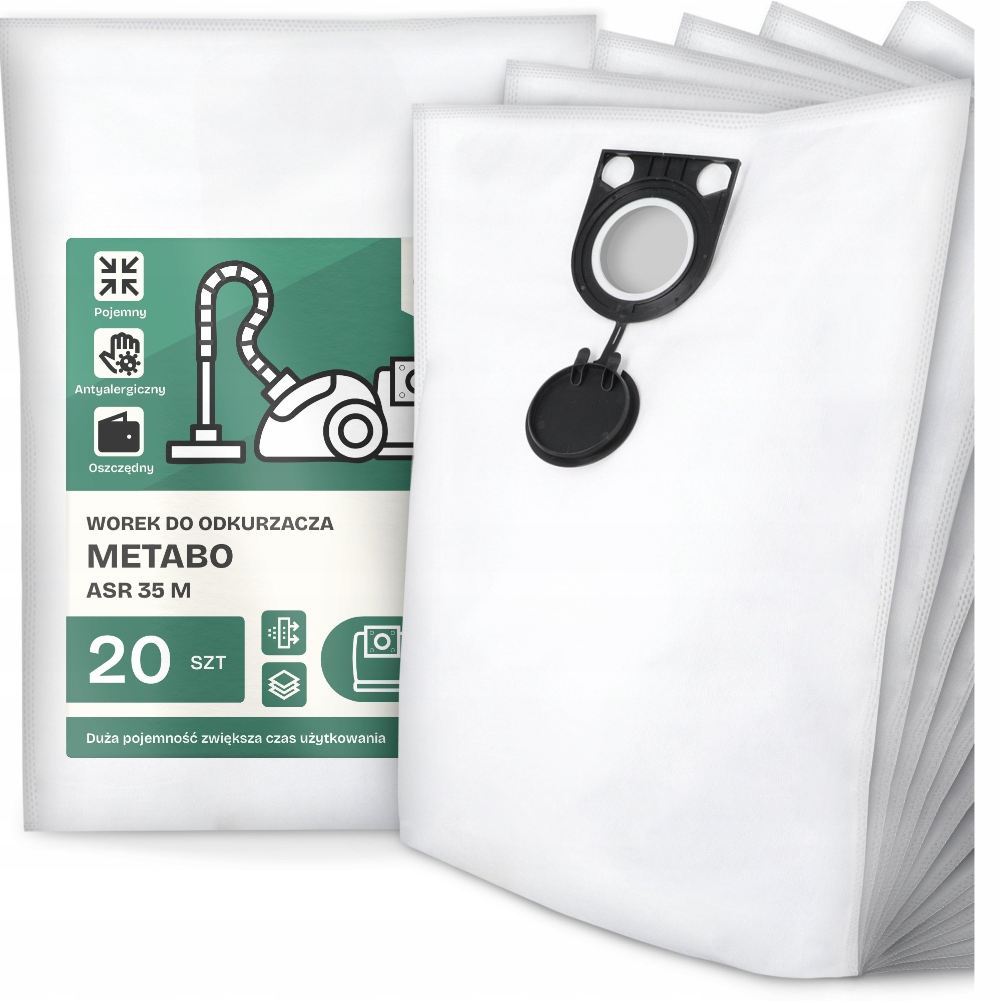 20x Worek do Odkurzacza Metabo Asr 35 M Syntetyczny Pojemny Mocny Worki G9