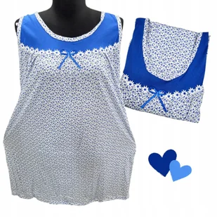 BAWEŁNA KOSZULA NOCNA na ramiączkach drobny kwiat prezent chaber 56 58 8XL - Bielizna nocna - miniaturka - grafika 1