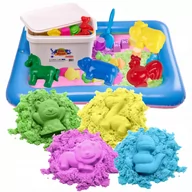 Masy plastyczne - BibiMoon Piasek Kinetyczny 4kg ZESTAW PIASKOWNICA FOREMKI - miniaturka - grafika 1