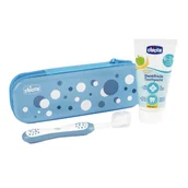 Pasty do zębów - CHICCO SET Zawsze z Uśmiechem Indigo pasta do zębów Jabłko Banan 6-36m 50ml + szczoteczka do zębów z miękkim włosiem - miniaturka - grafika 1