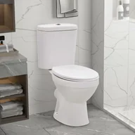 Miski WC - VidaXL Toaleta stojąca ze zbiornikiem, ciche zamykanie, ceramika biała - miniaturka - grafika 1