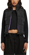 Kamizelki damskie - Urban Classics Damska kamizelka damska Reversible Cropped Puffer Vest black/realviolet M, czarny/fioletowy, M - miniaturka - grafika 1