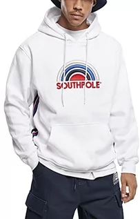 Bluzy męskie - Southpole Męska bluza z kapturem, wielokolorowe logo Multicolor, bluza z kapturem dla mężczyzn z wyszytym logo 3D, rozmiary S - XXL, biały, S - grafika 1