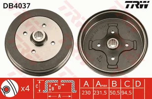 TRW BĘBĘN HAMULCOWY DB4037 PORSCHE 924 2.0 125KM 75-89 DB4037 - Bębny hamulcowe - miniaturka - grafika 1