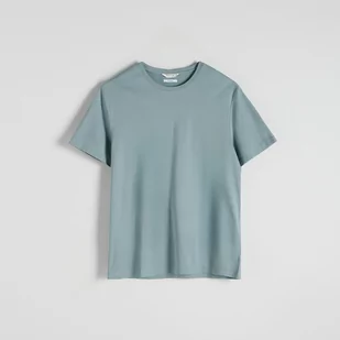 Reserved - Gładki t-shirt z lyocellem - Turkusowy - Koszulki męskie - miniaturka - grafika 1