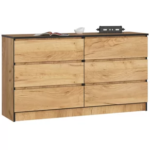 Komoda K 140 Cm 6 Szuflad - Dąb Craft - Komody - miniaturka - grafika 1