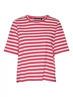 Apaszki i szaliki damskie - VERO MODA Damski szal kominowy VMMOLLY 2/4 Oversize Tee NOOS, Pink Yarrow/Stripes: śnieżnobiałe, S - miniaturka - grafika 1