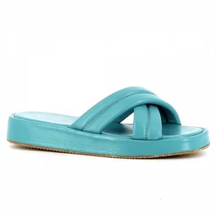 Niebieskie klapki skórzane CARINII - Carinii - Klapki i japonki damskie - miniaturka - grafika 1