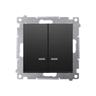 Wyłączniki światła i elektryczne - Łącznik świecznikowy Kontakt-Simon 54 DW5ABL.01/49 z podświetleniem LED do wersji IP44 moduł 16AX, 250V~, zaciski śrubowe posiada wkładkę DU1W czarny - miniaturka - grafika 1