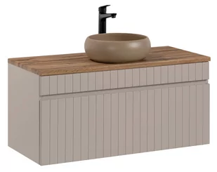 Szafka łazienkowa z umywalką, Iconic, 100x46x46 cm, beżowy, mat - Szafki łazienkowe - miniaturka - grafika 1