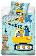 Pościel dla dzieci - POŚCIEL bawełniana DŹWIG 160x200 cm MASZYNY BUDOWLANE MIASTO BUDOWA - miniaturka - grafika 1