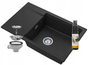 Zlewozmywaki - Granitan Zlew Granitowy Czarny Ociekacz Syfon Chrom Louis - miniaturka - grafika 1