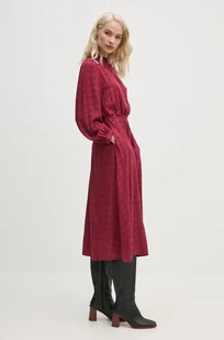 Pepe Jeans sukienka OMERA kolor czerwony midi rozkloszowana PL953600 - Sukienki - miniaturka - grafika 1