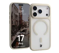 Etui i futerały do telefonów - Bizon MatteO z MagSafe do Apple iPhone 17 Pro Półprzezroczyste z beżową ramką - miniaturka - grafika 1