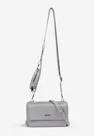 Torebki damskie - Szara Dwukomorowa Torebka na Ramię z Dwoma Odpinanymi Paskami Siarana - miniaturka - grafika 1