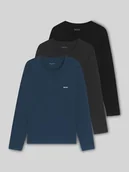 Piżamy męskie - Bluzka z długim rękawem o kroju regular fit z czystej bawełny w zestawie 3 szt. - miniaturka - grafika 1