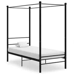 vidaXL Lumarko Rama łóżka z baldachimem, czarna, metalowa, 90 x 200 cm! 325051 - Łóżka - miniaturka - grafika 8