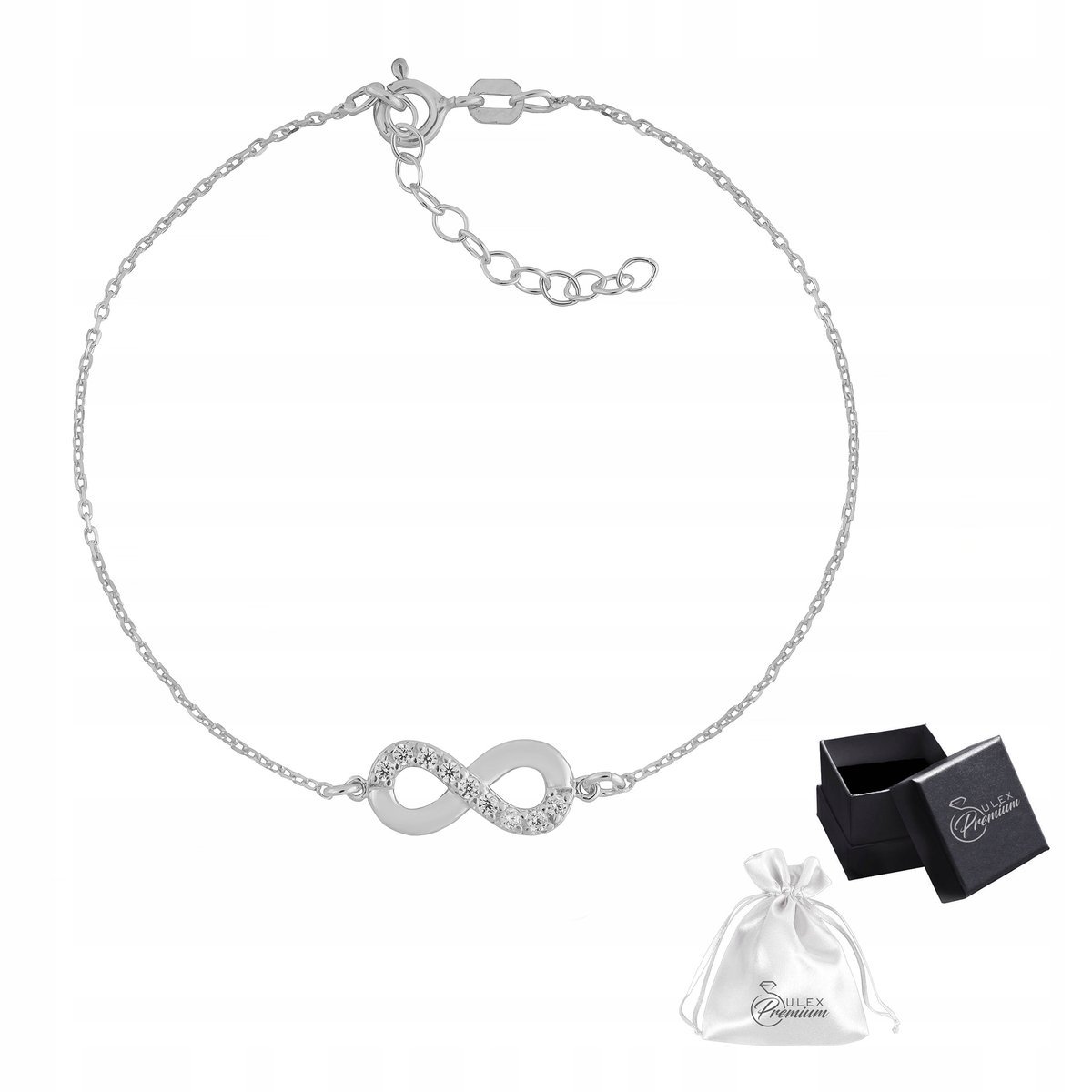 Bransoletka srebro 925 Rodowana Celebrytka Nieskończoność Infiniti dla Niej