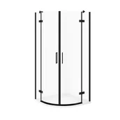 Kabiny prysznicowe - Kabina prysznicowa Cersanit Jota 80x80x195 półokrągła czarny transparentne z brodzikiem tako slim 4cm biały S601-438 - miniaturka - grafika 1