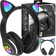 Słuchawki - dziecięce RGB z uszkami, czarne - miniaturka - grafika 1