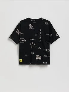 Reserved - Bawełniany t-shirt z nadrukiem - czarny - Koszulki dla chłopców - miniaturka - grafika 1
