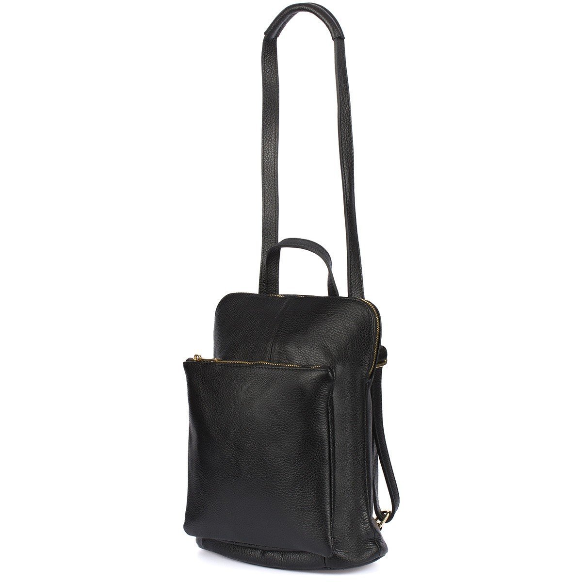 Skórzany Plecak Damski Torba 2W1 Elegancki A4 Włoski Pojemny Czarny Vera Pelle S40 : Kolory - Czarny