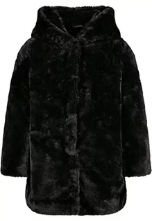 Kurtki i płaszcze dla dziewczynek - Urban Classics Dziewczęca kurtka z kapturem Teddy Coat, czarny, 146/152 cm - grafika 1