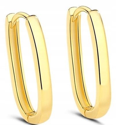 ZŁOTE KOLCZYKI GŁADKIE PROSTOKĄTNE KOŁA STAL 316L