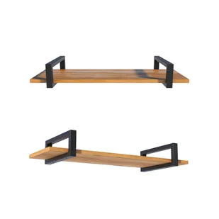 Półka Wisząca na Ścianę Dąb Złoty 80 cm Loftowa Nowoczesna - Półki do salonu - miniaturka - grafika 1