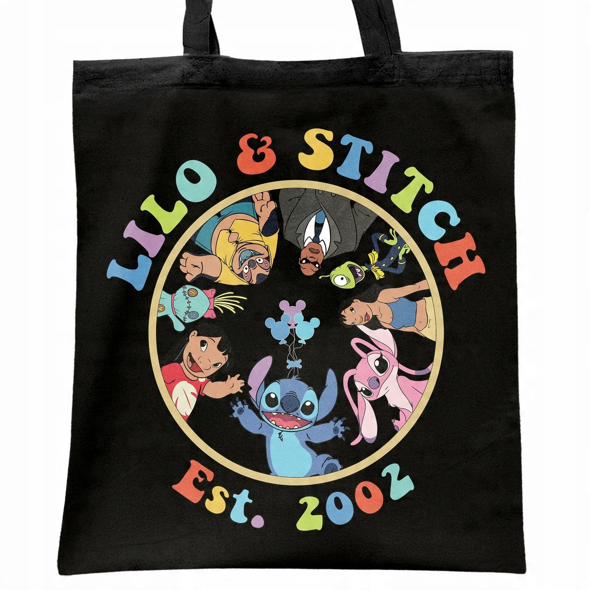 Torba bawełniana czarna na zakupy Stitch Lilo i Stich Dla Fanów
