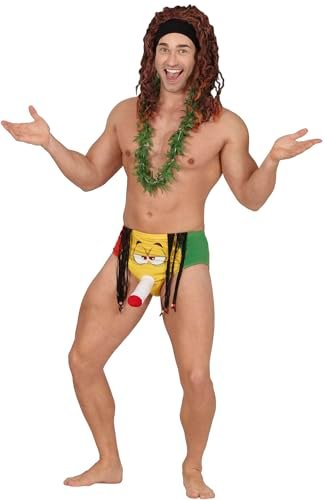 FIESTAS GUIRCA Slip Rasta Yellow (jeden rozmiar) - Śmieszne figi na wieczór kawalerski i imprezy tematyczne Rastafarian - Akcesoria dla dorosłych mężczyzn - żółte