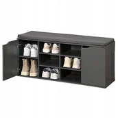 Szafki na buty - Szafka Półka na buty szara z siedziskiem materacem Drzwiczki 103xh48cm loft - miniaturka - grafika 1