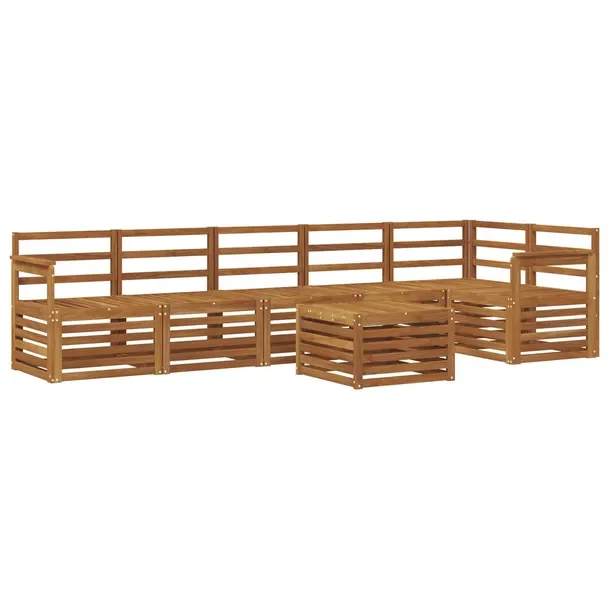 Zestaw sofy narożnej 7 szt. Naturalny Lite Drewno Akacji