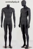 Manekiny wystawowe - Eurotondisplay LM1-8 Nowy wysokiej jakości męski mężczyzna Piękny abstrakcyjny czarny matowy lakierowany manekin Odłączana głowa w kształcie nosa i ust - miniaturka - grafika 1