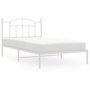 Metalowa rama łóżka z wezgłowiem, biała, 107x203 cm Lumarko! - Inne meble do sypialni - miniaturka - grafika 3